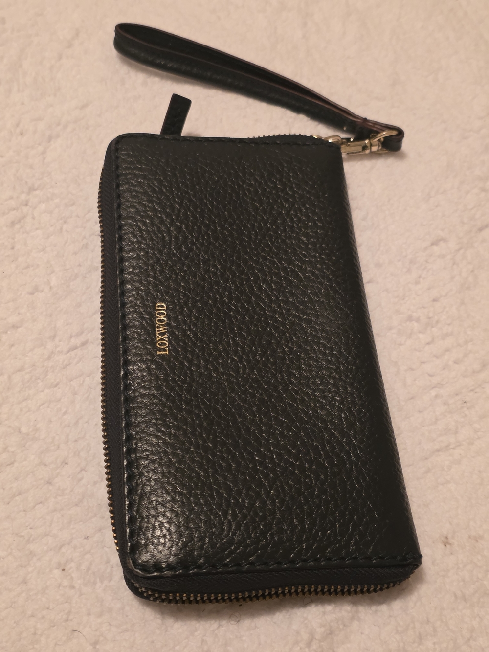 Black Pebbled Zip-Around Wristlet Wallet